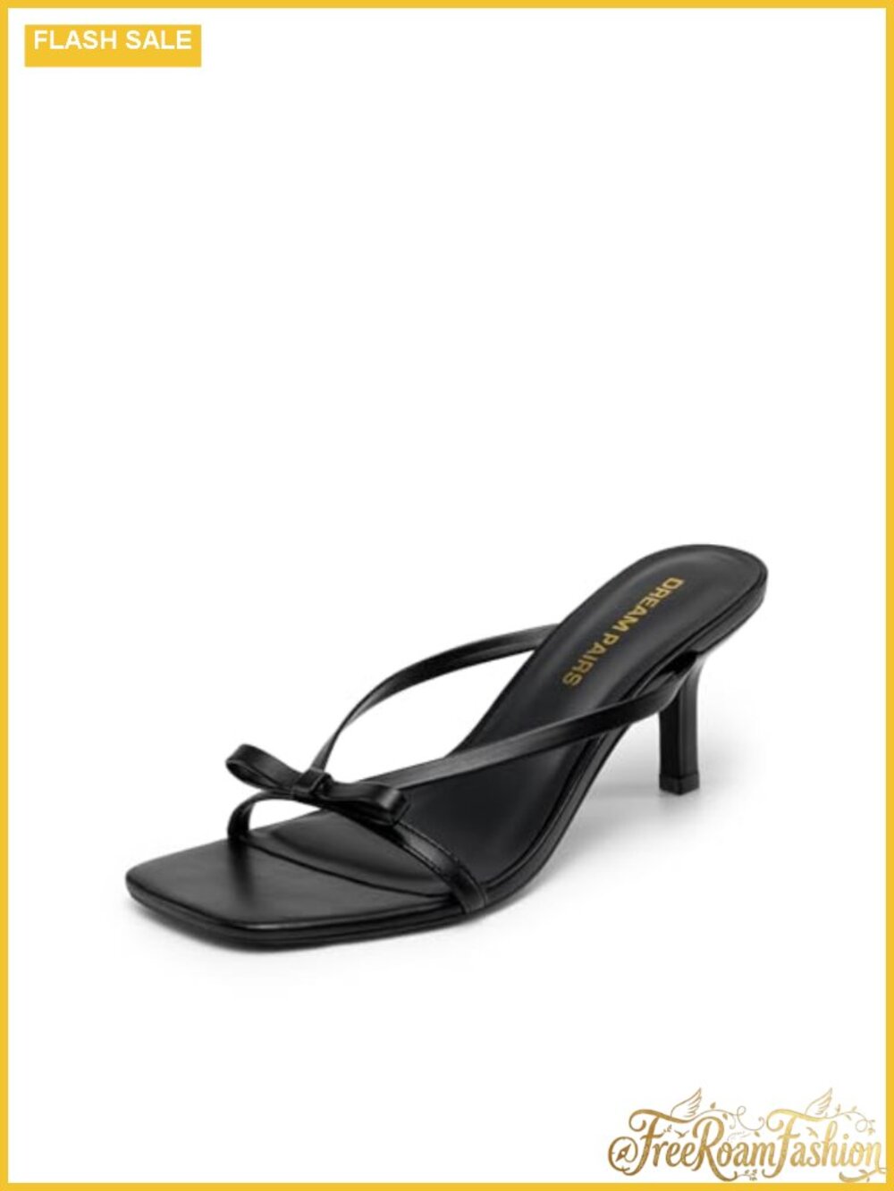 Women's Comfort Bow Kitten Heel Sandals Faux Leather Slip-On